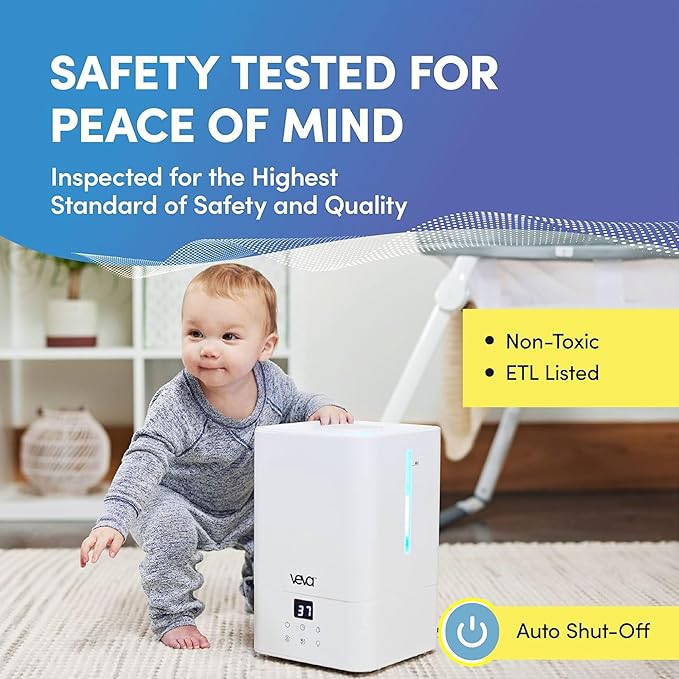 VEVA Humidifiers for Bedroom Large Room 4.5L, Cool Mist Water Vaporizer Essential Oil Diffuser, Quiet Humidifiers for Baby, Covers up to 323 Sq. Ft. - Image 6
