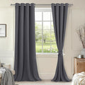 Hiasan Blackout Curtains for Bedroom, 52 x 102 Inches Long - Thermal Insulated & Light Blocking Window Curtains for Living Room, 2 Drape Panels Sewn with Tiebacks, Dark Grey by Hiasan