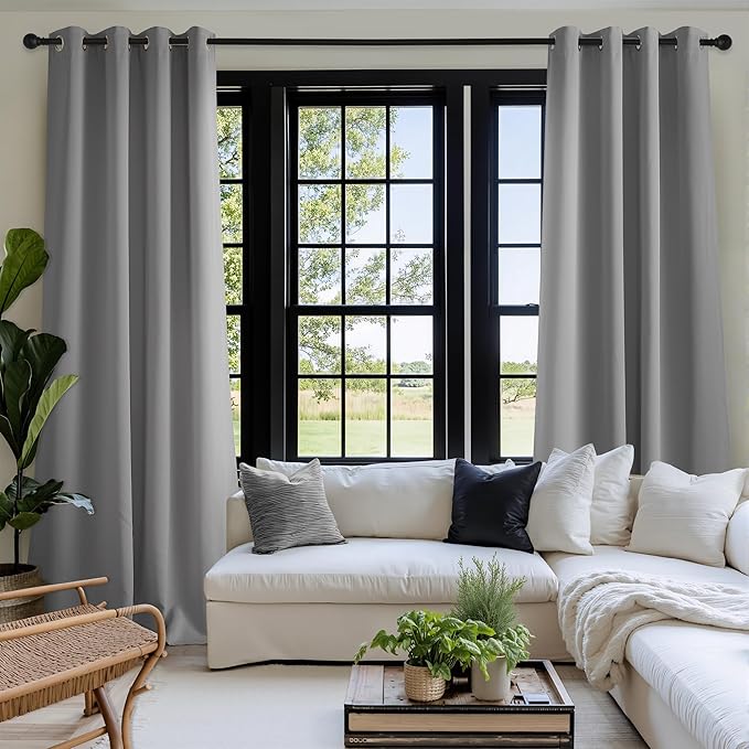 NICETOWN Room Darkening Draperies Curtains Panels, 2 Panels Silver Grey W52 x L84 - Image 3