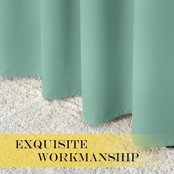 NICETOWN Room Divider Curtain 132 Inches Long, Wide Blackout Sliding Door Curtain for Bedroom, Room Darkening Privacy Window Curtain for Patio Door (1 Panel Set, Aqua Blue, 80 x 132 Inch) - Image 6
