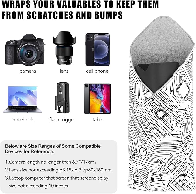 15 in Camera Wrap with Pouch,Lens Protective Wrap,Anti-scratch Anti-dust, Flexible Wrapper Camera Travel Accessories for DSLR Mirrorless Camera Lens(linear) - Image 3