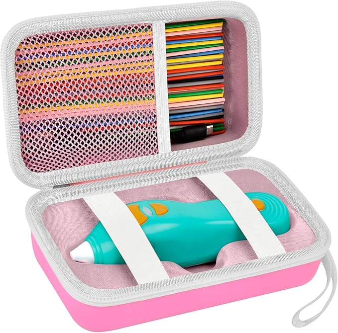 ANKHOH Organizer Case for 3Doodler Start+ Essentials 3D Pen for Kids, EVA Shell/Wrist Strap, Drop-Proof Water-Resistant, Stores for 3Doodler Pen Filament USB for Travel/Home/School (Box Only) Pink by Ankhohstoragehardcase