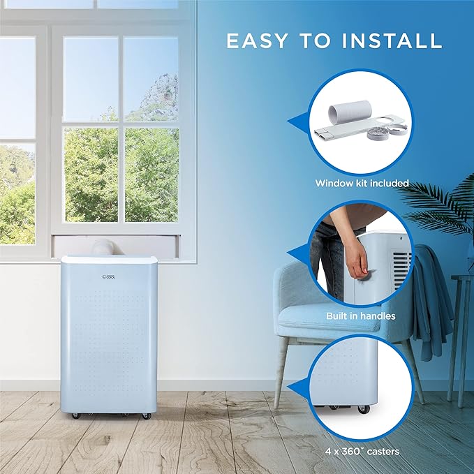 Commercial Cool Portable Air Conditioner, Dehumidifier & Fan, Portable Air Conditioner 9,000 BTU Covers up to 400 Sq. Ft., Wifi Enabled, Blue - Image 5