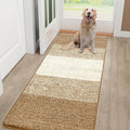 Smiry Dog Door Mat for Muddy Paws, Absorbs Moisture and Dirt, Low-Profile Entryway Mat with Non-Slip Backing, Entry Indoor Outdoor Doormat for Inside Floor (48x32 Inches, Camel, Striped) by Smiry