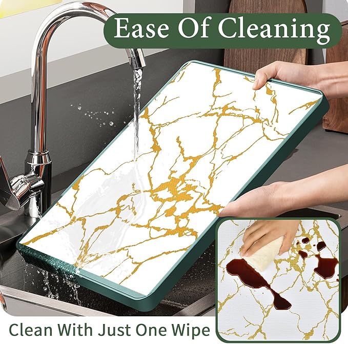 Drawer and Shelf Liner for Kitchen Cabinet Non Slip Waterproof Shelf Paper 12 in X 20 Ft Non Adhesive Refrigerator Liners Gold White Marble Easy Liners for Bathroom Cupboard - Image 4