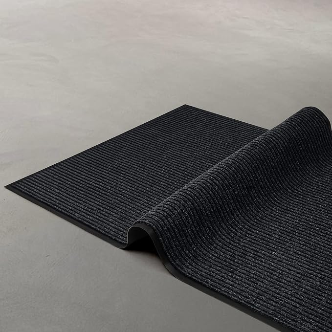 Durable Rubber Door Mat - Heavy Duty, Indoor/Outdoor, Easy Clean, Waterproof, Low-Profile Mat for Entry, Patio, Garage - Stylish (Charcoal, 5' x 3' (Mud Trapper)) - Image 7