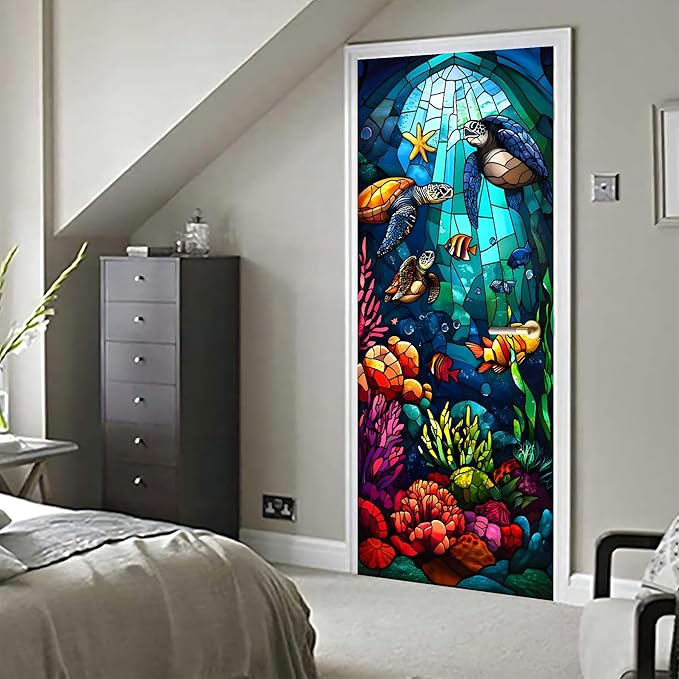 3D Door Stickers, Peel and Stick Vinyl Wallpaper, Self-Adhesive Mural Door Cover for Home Decor 30.3" W x 78.7" H - Image 6