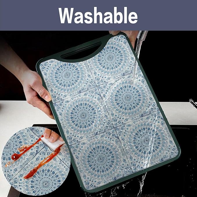 Drawer and Shelf Liner for Kitchen Cabinets Non-Adhesive Waterproof Boho Shelf Liner Strong Grip Non-Slip Drawer Liner Easy to Clean Blue Cabinet Liner for Shelf Dresser Cupboard 16IN × 10FT - Image 6