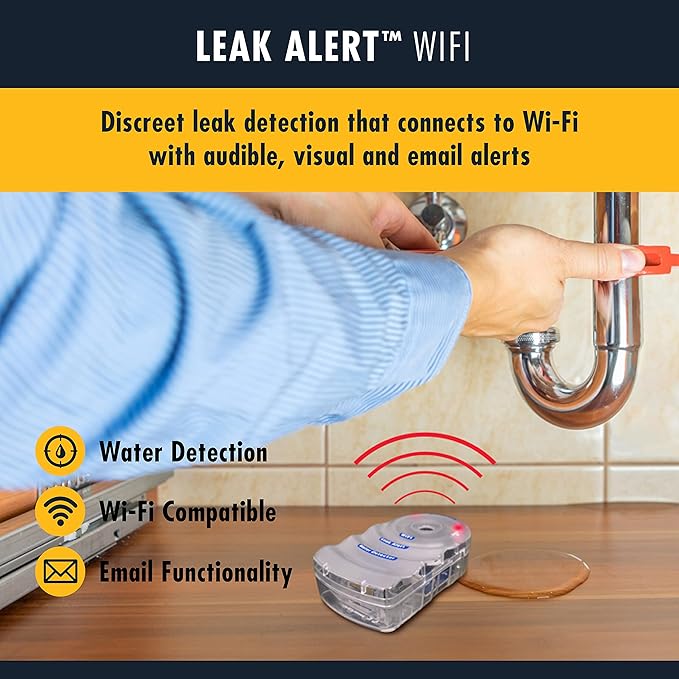 Zircon Leak Alert WiFi- 2 Pack - Smart Electronic Water Detector Alarm with Email, Audio and Visual Alerts - Batteries Included, (72336) White - Image 2