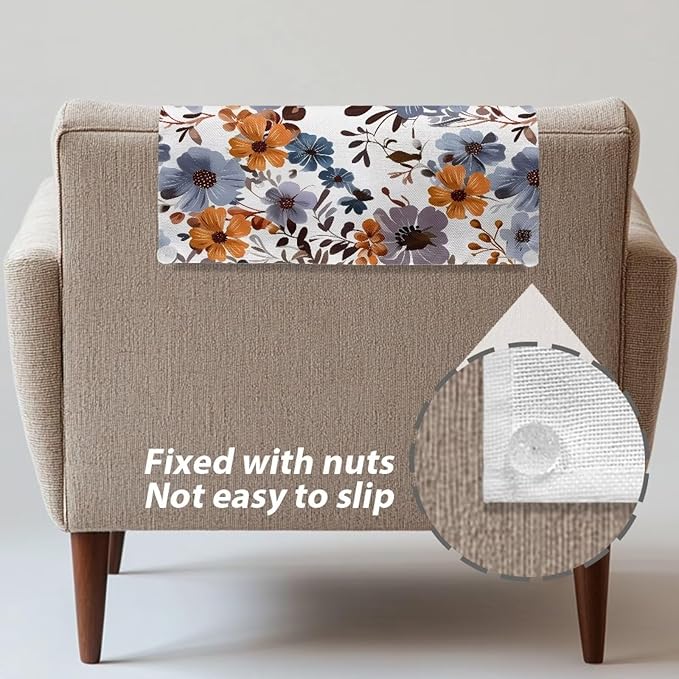 Flower Headrest Covers for Recliner Sofa Stain Resistant Couch Protector Anti-Slip Recliner Covers for Large Recliner Pet Scratch Resistant Cover for Loveseats Nice Recliner Accessories - Image 6