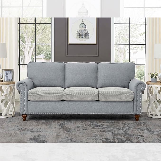 Fuloon Waterproof Couch Cushion Covers, Stretch Sofa Seat Cushion Slipcovers Solid Washable Furniture Protector Suitable for Armchair Loveseat Sofa (Light Grey, 3 Pieces) - Image 8