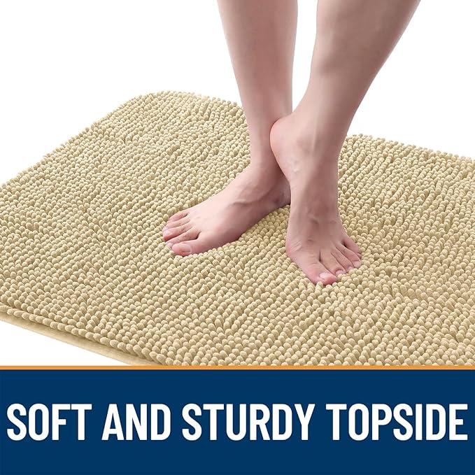 OLANLY Dog Door Mat for Muddy Paws 24x16, Absorbs Moisture and Dirt, Absorbent Non-Slip Washable Doormat, Quick Dry Chenille Mud Mat for Dogs, Entry Indoor Entryway Carpet for Inside Floor, Sand - Image 4