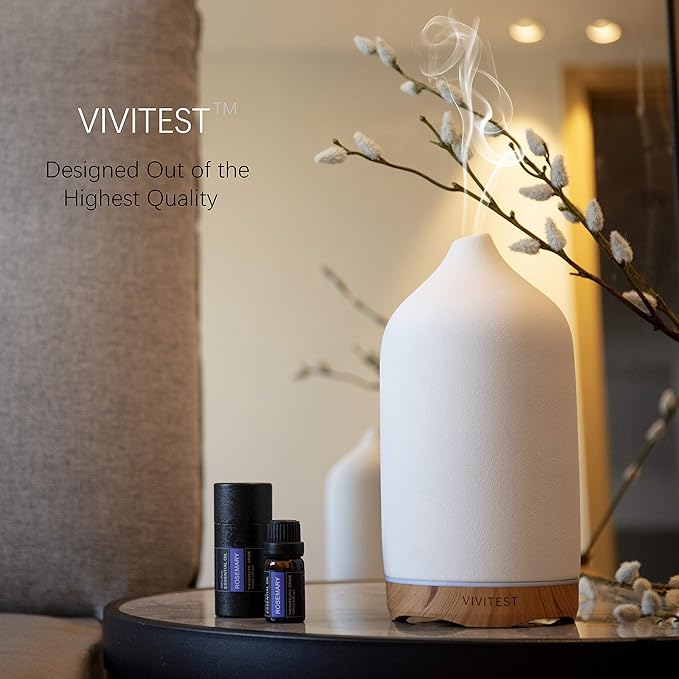 VIVITEST Aromatherapy Diffuser,250ML Ceramic Ultrasonic Essential Oil Diffuser for Aromatherapy (250ML) - Image 3