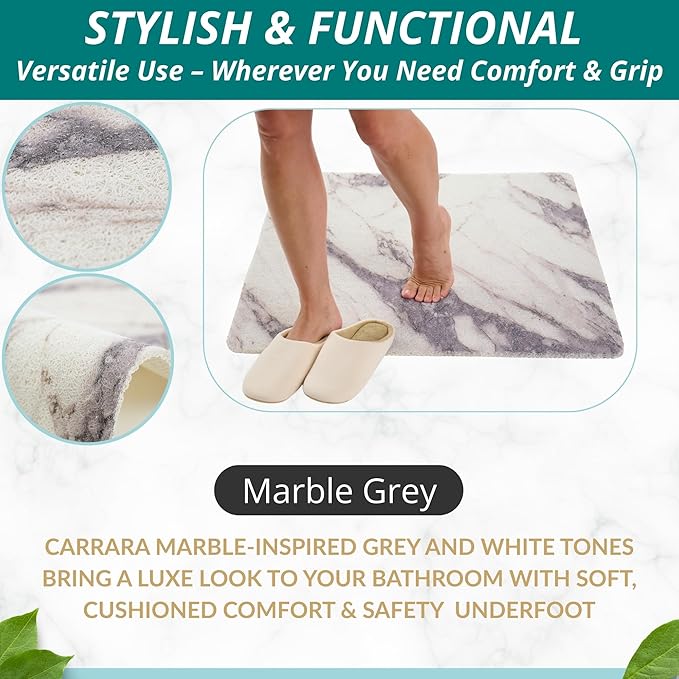 Extra Large Square Shower Mat Non Slip - Soft Loofah Mat - Bathroom Shower Mat Stall - Shower Mat Square - No Slip Shower Mats - Shower Floor Mat - Square Shower Mats for Showers (Gray Marble 31x31) - Image 5