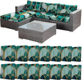 14Pcs Stretch Patio Cushion Cover, Art Deco Geometric Pattern Couch & Sofa Slipcovers for Patio Furniture Cushions Washable Reusable Couch Covers Replacement for All Season(Green, Cover Only) by CALBODE