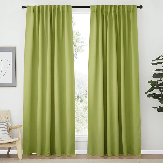 NICETOWN Blackout Curtain Panels Window Draperies - (Fresh Green Color) 62x84 inch, 2 Pieces, Privacy Blackout Cloth Fabric, Living Bedroom Room Divider/Sliding Patio Decor Window Curtains by NICETOWN