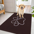 OLANLY Dog Door Mat for Muddy Paws 44x32, Paw Print Design, Absorbs Moisture and Dirt, Absorbent Non-Slip Washable Doormat, Quick Dry Chenille Mud Mat for Dogs, Entry Indoor Entryway Carpet, Brown by OLANLY