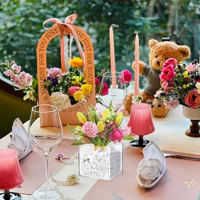 KissYou Acrylic Box with Lid 2 Packs Clear Display Boxes Stackable Storage Bins Plastic Square Cube for Cookie Candy Birthday Party - Image 5