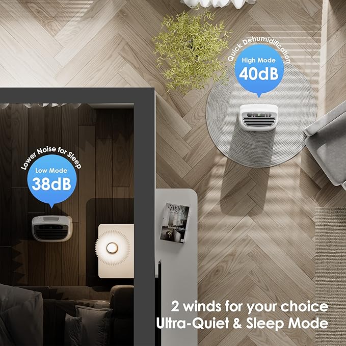 2500 Sq.Ft Dehumidifier for Home Basement, ANDTE 34 Pints Dehumidifier with Drain Hose with Smart Humidity Control, 3 Operation Modes, Powerful Moisture Removal for Large Room, RV, Bathroom, Bedroom - Image 4