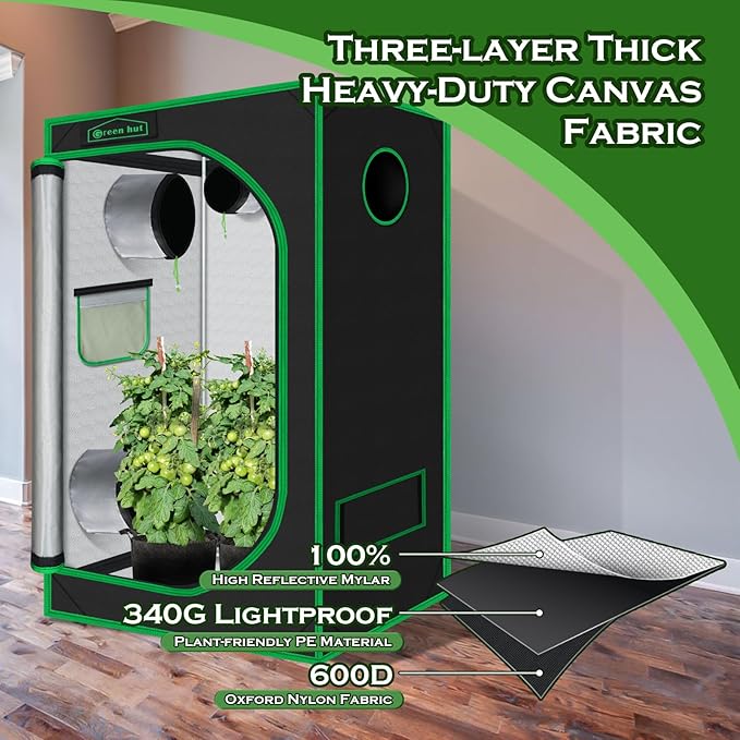 24"x36"x60"Grow Tent for Plants Mylar Hydroponic Grow Tents Indoor Grow Room for Plant Fruit Flower Veg with Removable Waterproof Floor Tray - Image 5