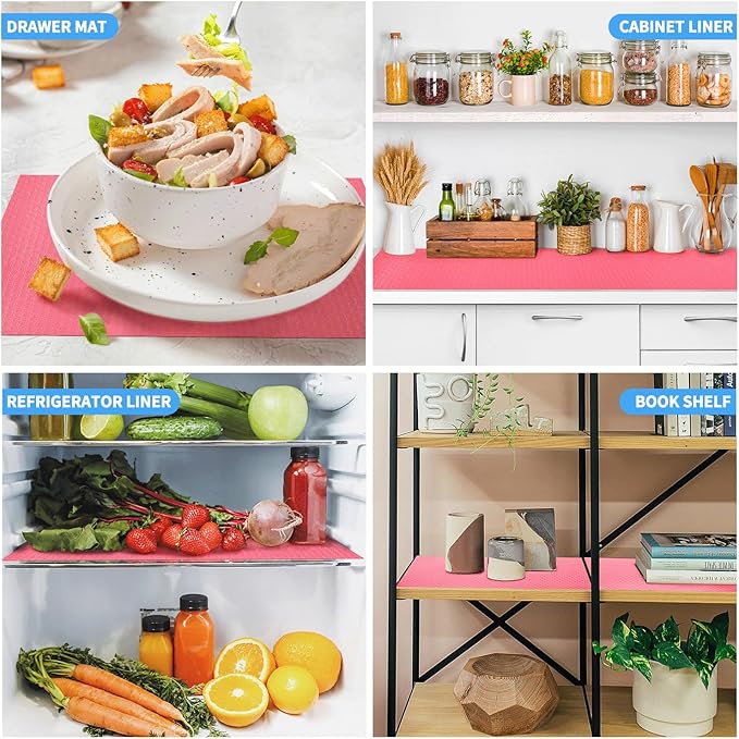 Bloss Shelf Liners, Non Adhesive EVA Drawer Mat Liners Roll for Bathroom, Kitchen, Desks, Deco Shelves 17.7×59 inch-Pink - Image 4