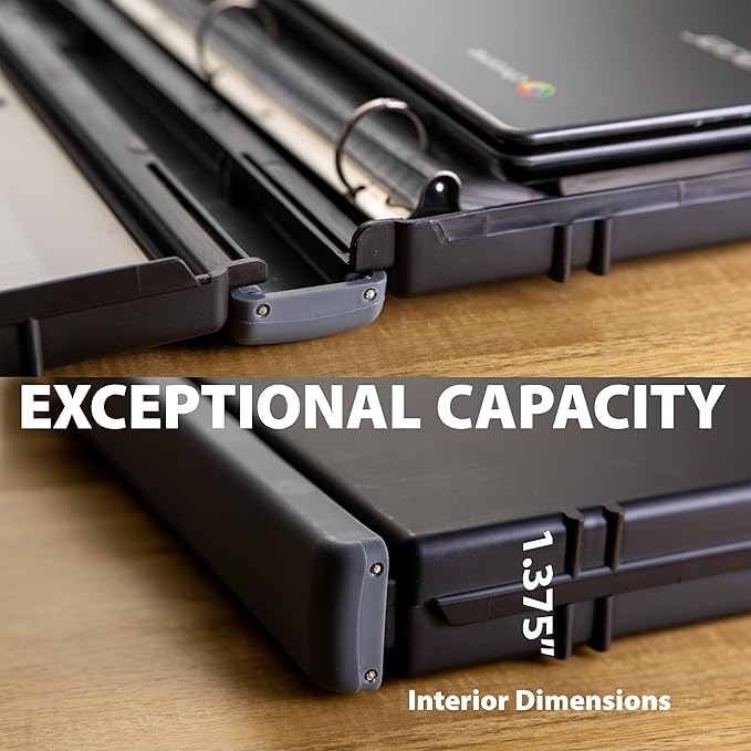 Officemate Ringbinder Clipboard Storage Box, Charcoal (83309), 13" x 10.8" x 2" - Image 3