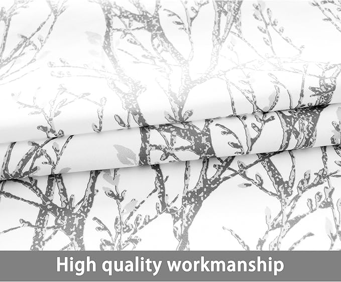 DriftAway Tree Branch Blackout Curtains Double Layer 96 Inches Long for Bedroom Printed Patterned Classic Thermal Insulated Summer Sound Lined Grommet Drapes for Living Room 2 Panels Gray/White - Image 7