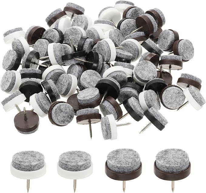 PATIKIL 22 mm Nail-on Felt Pads, 72 Pcs Round Felt Furniture Sliders Pads Heavy Duty Floor Protectors for Wooden Chair Sofa Cabinet Table Leg Feet Hardwood Floors, Black/Brown/White by PATIKIL