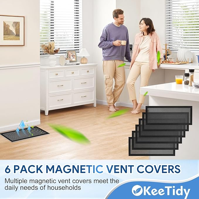 Floor Vent Covers, 4" x 10" Magnetic Vent Covers Air Vent Covers Mesh Screen Register Vent Covers for Home, Floor, HVAC, AC, Grilles, and RV Vents, 6 Pack - Image 6