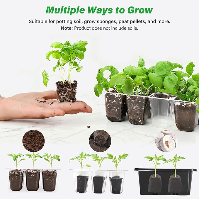 Bonviee 5-Pack Seed Starter Tray Seedling Kits,Plant Starter Kit with Adjustable Humidity Dome and Base Indoor Greenhouse Mini Propagator for Seeds Growing Starting (12 Cells per Tray,Black) - Image 5