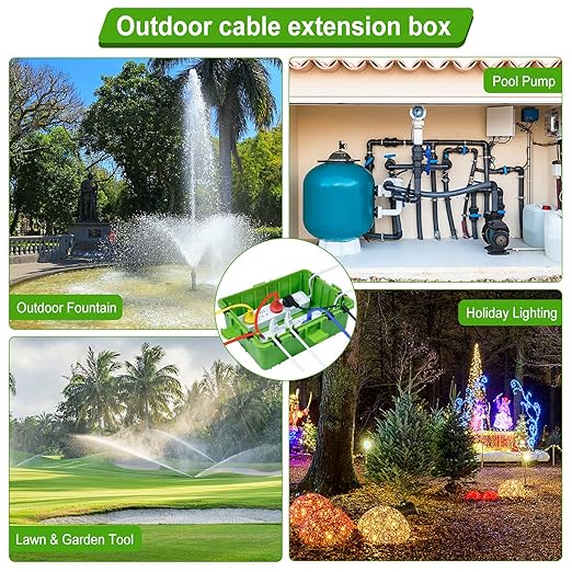 Large Outdoor Electrical Box Waterproof, IP54 Extension Cord Cover Weatherproof Outdoor Outlet Covers, Protect Power Strip, Timer Outlet, Plug, Socket, Holiday Light, Green (12 x 9X 5 inch) - Image 6