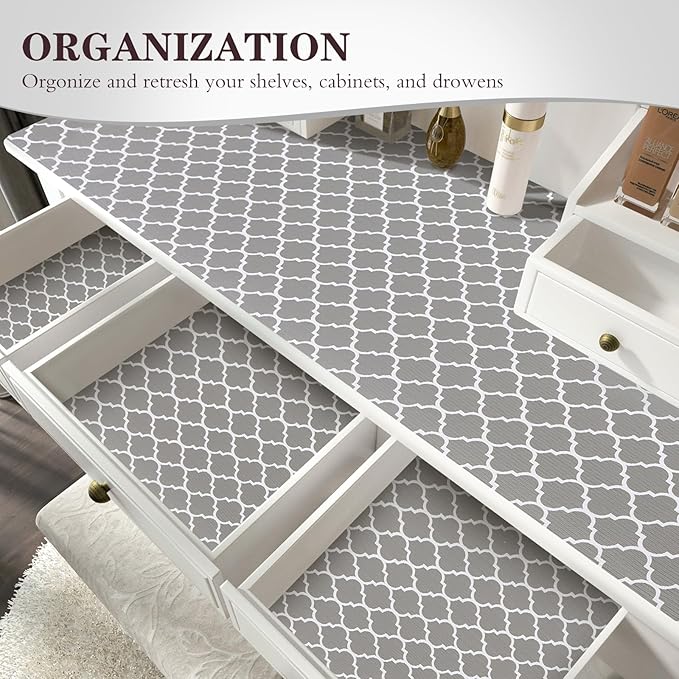 Drawer and Shelf Liner, Non-Slip Kitchen Cabinet Liners Non-Adhesive Thick Strong Grip Waterproof Washable Mats Protect Dresser Shelves Cupboard Bathroom Cabinets, Gray, 12 in X 10 FT - Image 7