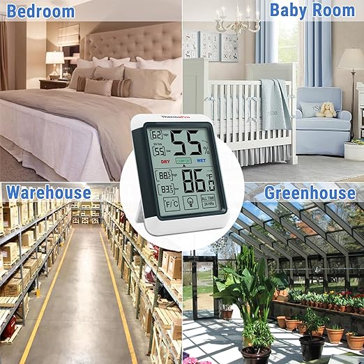 ThermoPro TP55 Digital Indoor Hygrometer Thermometer, 4-Inch Temperature/Humidity Monitor with Touchscreen and Backlit, Indoor Room Thermometer/Humidity Meter for House Home Greenhouse - Image 8