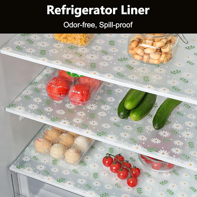 INNOLITES Shelf Liner for Cabinets, Non-Adhesive for Kitchen Drawer Liner, Waterproof Shelf Paper with Floral Pattern, Durable Easy to Clean (Green Daisy, 23.6" x 236") - Image 4