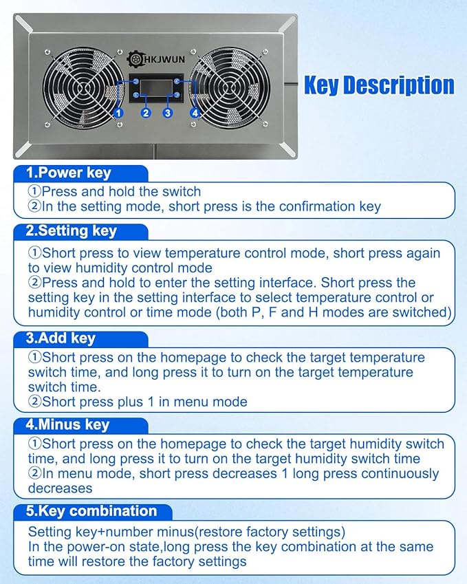 220 CFM Airflow Crawl Space Ventilation Fan with Temperature & Humidity Controller, 304 Stainless Steel Exhaust Fan for Basement Garage Attic Hydroponics & Grow Tents, Airflow & Moisture Control - Image 6