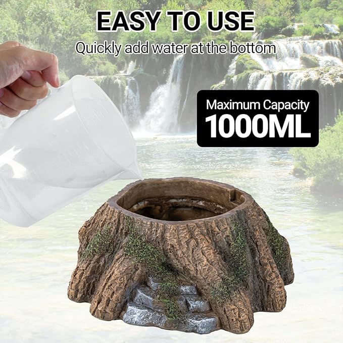REPTIZOO Reptile Humidifier Fogger, Tree Trunk Humidifier with Top Mist Outlet, 1000ml Detachable Terrarium Humidifier Reptile Misting System Terrarium Decoration - Image 3