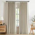 Kayne Studio Sand Pinch Pleated Full Blackout Curtains 90 Inch, Linen Blend Thermal Insulated Soundproof Room Darkening Back Tab Window Drapes with Hooks for Living Room Bedroom(2 Panels, 40"x90") by KayneStudio