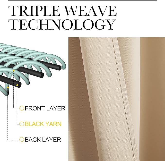 NICETOWN Room Darkening Biscotti Beige Curtain, 55x68 inches, 1 Piece, Modern Design Light Reducing & Privacy Protection Short Window Drape/Drapery for Kid's Room - Image 4