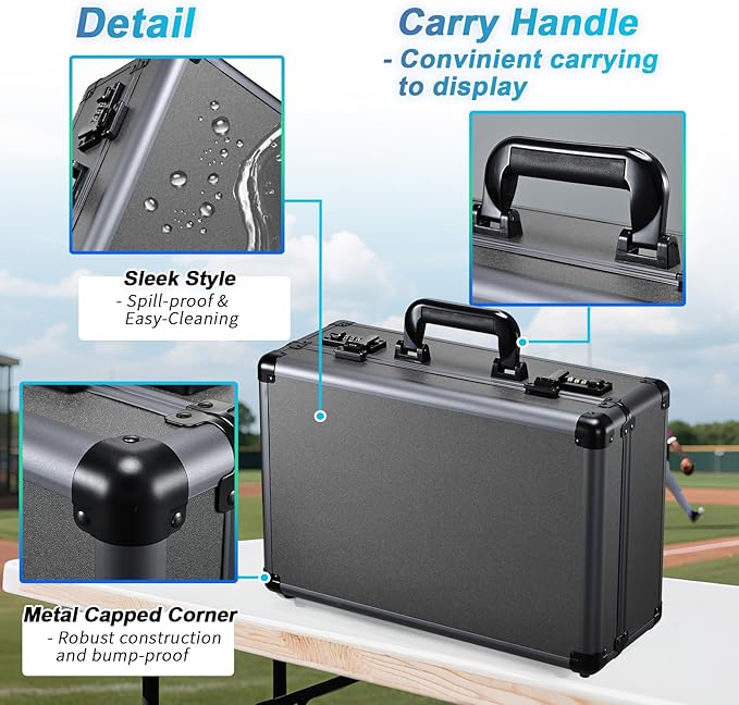 X-Large 4-Row Graded Card Storage Box with Combo Lock - Secure Organizer for Graded Card Slabs, Toploaders, and Sports Trading Cards - Gunmetal Gray - Image 7