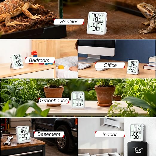 2-Pack Room Thermometer Indoor Hygrometer for Home, Temperature Humidity Meter, Humidity Gauge, Digital Room Temperature Monitor Sensor for Baby Nursery Car Plant - AAA Battery Included - Image 5