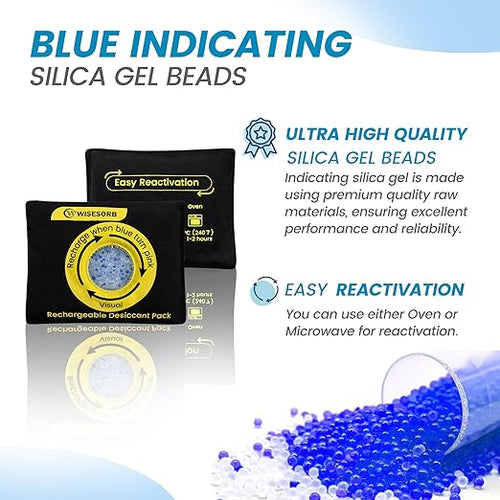 100g Reusable Silica Gel Desiccant Packs, Rechargeable Dehumidifier Moisture Absorbers with Color Indicator for Storage, Gun Safes, Suitcases, 3D Printing Filaments, Electronics, Cars[10Pack] - Image 2