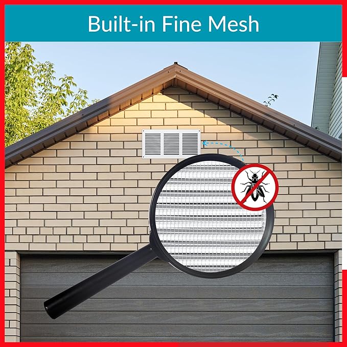 10x2 Vent Cover (Duct Opening) - White HVAC Return Air Grille for Wall and Ceiling - Metal AC Vent Cover with Mesh - Rectangular Ventilation Register - External Dimensions: 11.81" W x 3.94" H - Image 5