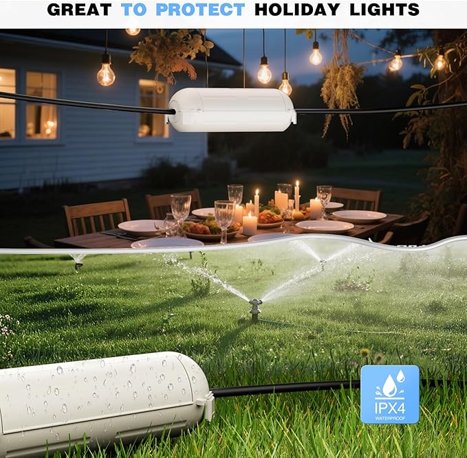 Flemoon [3 Pack] Outdoor Extension Cord Safety Cover with Waterproof Seal, Weatherproof Electrical Connection Box for Outdoor Outlet, Plug, Socket, Halloween, Christmas Holiday Decoration Light, White - Image 6
