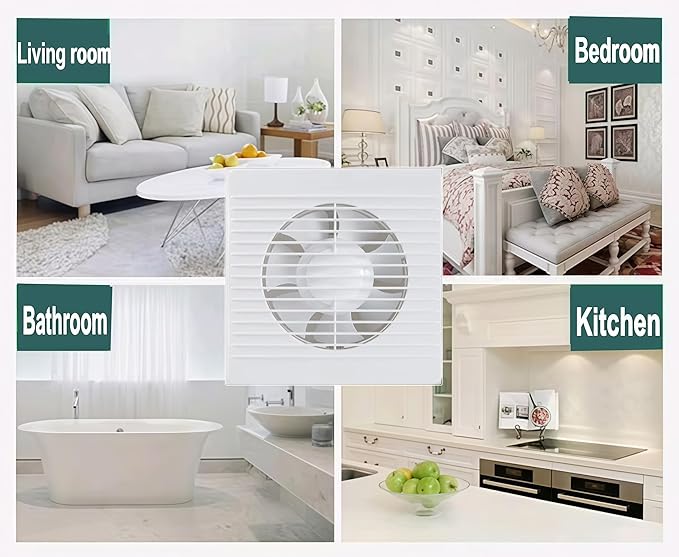 6 Inch Exhaust Fan, 26W Wall Mount Small Ventilation Fan With Switch, 139CFM Ventilation Extractor Fan With Anti-backflow Check Valve Ultra Thin For Bathroom Kitchen Garage(White) - Image 5