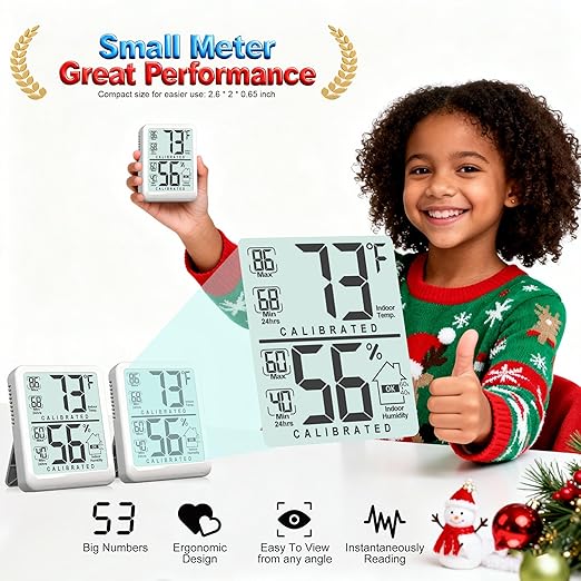Antonki Room Thermometer, Digital Small Hygrometer Indoor Thermometer Humidity Gauge, Temperature Humidity Meter with Max/Min Record Monitor Sensor for Home, Plants - Battery Included - Image 3