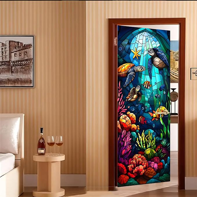 3D Door Stickers, Peel and Stick Vinyl Wallpaper, Self-Adhesive Mural Door Cover for Home Decor 30.3" W x 78.7" H - Image 7