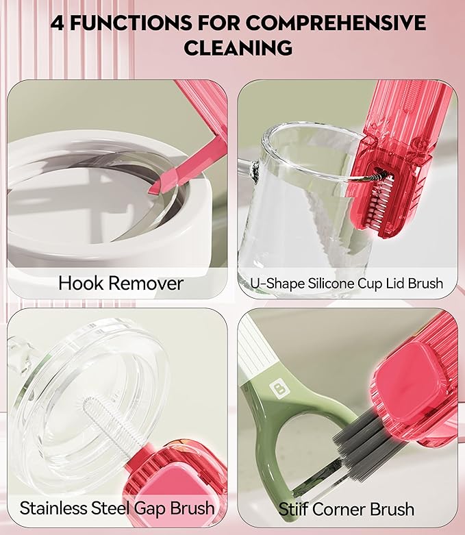 4 in 1 Cup Lid Gap Cleaning Brush, Multifunctional Insulation Bottle Cleaning Tools, Mutipurpose Tiny Silicone Cup Holder Cleaner, Home Kitchen Cleaning Tools - Image 5