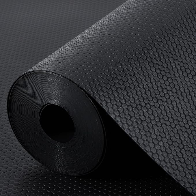Black Shelf Liners for Kitchen Cabinets Non Adhesive Drawer Liner for Bathroom Waterproof Refrigerator Liners for Shelves Fridge Plastic Mats Cabinet Cupboard Liner 17.5 x 157.4 Inches - Image 8