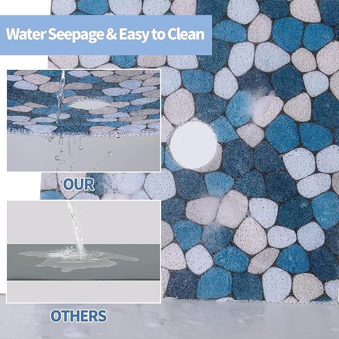HOMBYS Square Shower Mat Non Slip,Shower Mat with Drain Hole in Middle,Shower Floor Mats for Inside Shower,PVC Loofah Shower Stall Mat,Secure in Shower Mat,Boho Bath Mats for Shower - Image 7