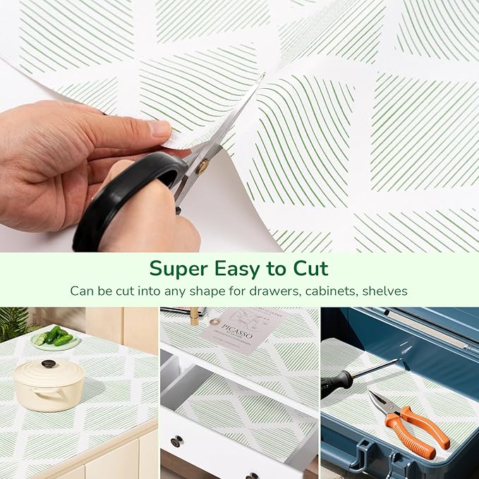 Drawer and Shelf Liner for Kitchen, Non-Slip Non-Adhesive Cabinet Liners for Cupboard, Dresser, Shelves, Tool Box, Pantry, Thickened Easy Install, Strong Grip, 11.8In x 20FT, Green - Image 6